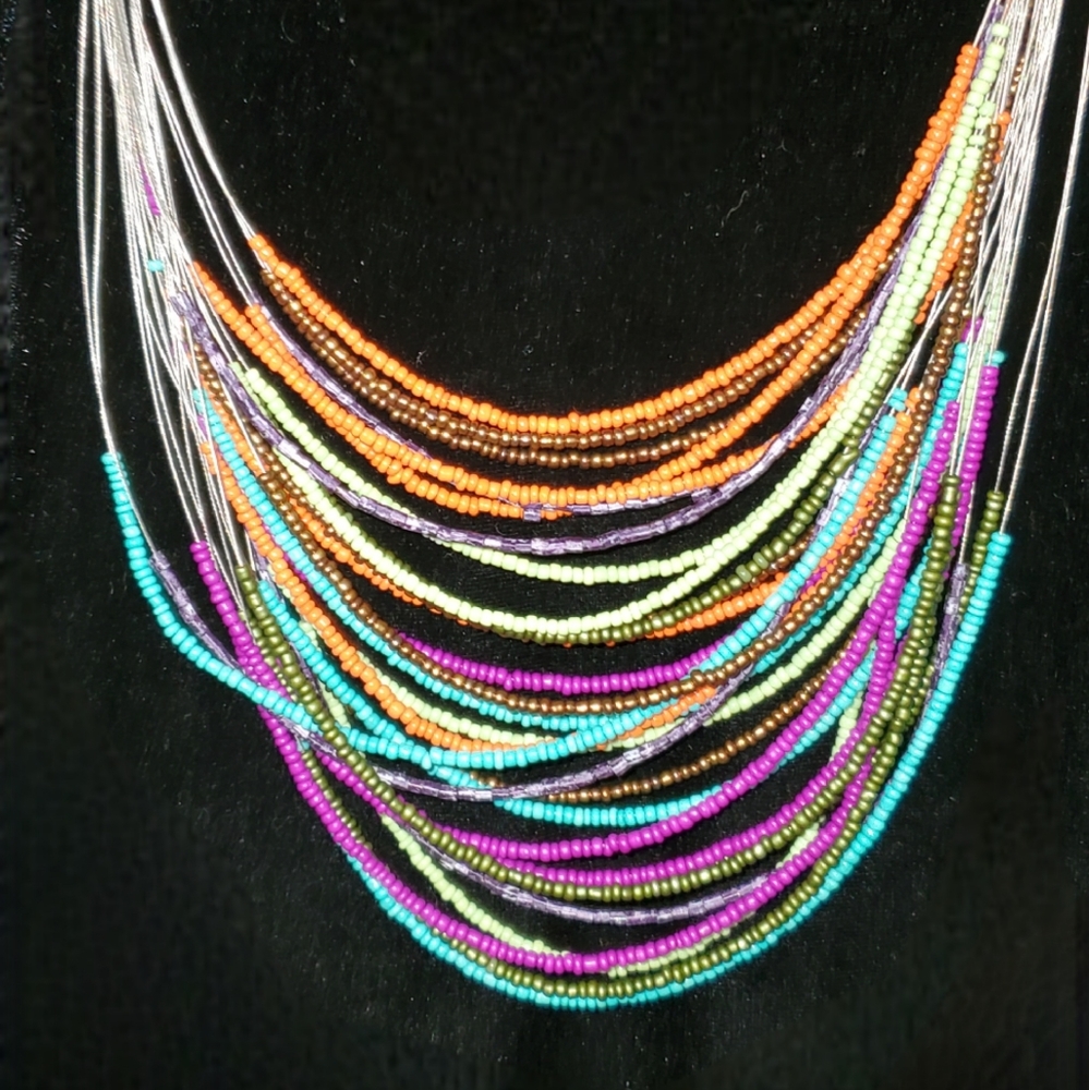 Multi-colour Wire Bib Necklace